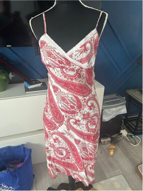 Women's LUCE White Red Paisley Mini Dress S